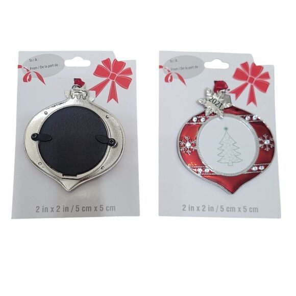 Maroon & Silver Ornament With Photo - Picture 2 of 3